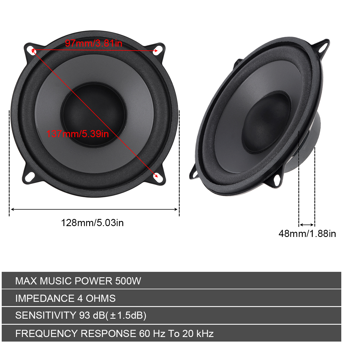 5 Inch 400 W/500 W 2-weg Auto  - Car Accessories Sound System recensie en prijs